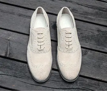 Пролетно-летни мъжки ежедневни обувки в стил ретро в британския стил, Oxfords с резба във вид на воловете, мода тенденция на сватбени обувки, мъжки Изображение 2