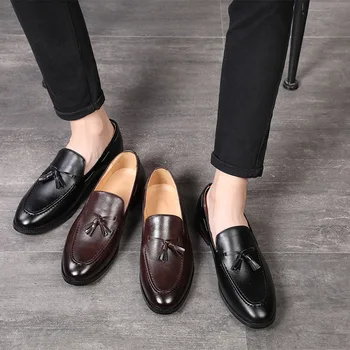 Италиански мъжки лоферы без шнур, Луксозни дизайнерски мъжки модел обувки, Официалната Офис Обувки, мъжки Zapatos De Vestir Hombre Chaussure Изображение 2