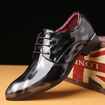 Мъжки Обувки-Oxfords От лачена Кожа, Модел Обувки, Мъжки Официални Обувки, Бизнес и сватбени обувки с остри Пръсти, Големи Размери, мъжки модел обувки