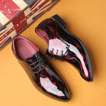 Мъжки Обувки-Oxfords От лачена Кожа, Модел Обувки, Мъжки Официални Обувки, Бизнес и сватбени обувки с остри Пръсти, Големи Размери, мъжки модел обувки Изображение 2