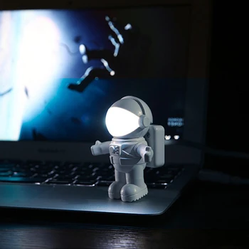 Забавен Астронавт USB лека нощ на Хладно НЛО PC Лампа Регулируем Гъвкав Led Лампа Приспособления за Преносим Компютър Новост Нощни Светлини