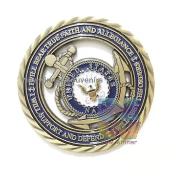 Един Образец на Военен Обадете на ВМС на САЩ Монета Флота Основна Ценност Метал Бронз Кухи Арт Начало Декор Ветеран Подарък Ангажимент Монета