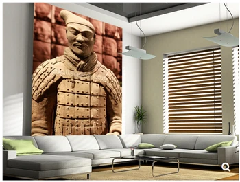 Обичай китайски натурални тапети, Теракот Войници, 3D фотообои за спални хол трапезария фон водоустойчиви тапети Изображение 2