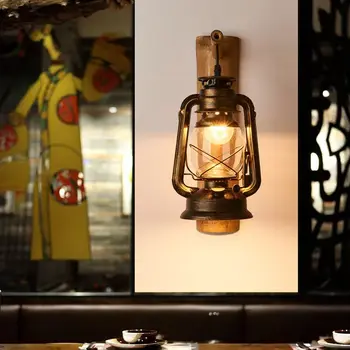 Стенен Ретро Лампа на коня фенер стенен лампа антични керосин лампа чайна хотел Минту украса гореща пот ресторант Лампа Изображение 2