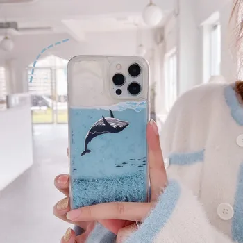 Лъскав Калъф с делфина за Xiaomi Redmi Note 11 Pro 11s 10 10s 9 9T POCO X3 GT X4 NFC M3 M4 10T Акула Течен Зыбучий пясък TPU Калъф Изображение 2