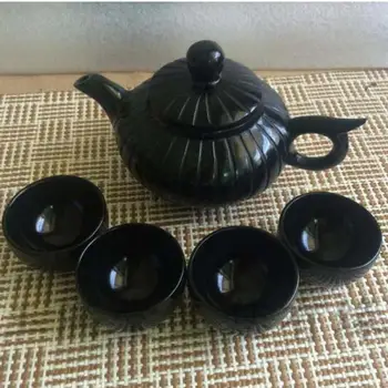 Китай ръчно изработени от Натурален нефрит резба нефритови чай и чаена чаша набор от