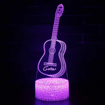 Музикална Нота Рок Китара 3D Лампа Led нощна светлина В 7 Цвята Промяна Сензорен Пулт за Дистанционно Управление на Лампа за Коледен Подарък на Феновете Детски Подарък Декор Изображение 2