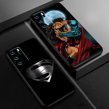 DC Супермен Лого Мек устойчив на удари Черен Калъф За Телефон Huawei P50 P40 P30 P20 P Smart Z Pro Plus 2019 2021 Калъф Изображение 2