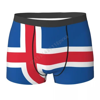 Мъжки Колан Знаме На Исландия Исландската Държава Боксови Шорти Гащи От Полиестер За Момчета Мъжки Голям Размер