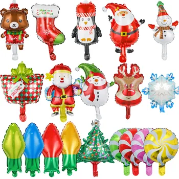 Коледна серия от мини лампа Коледно дърво алуминиева мембрана балон 10 инча бонбони вятърна мелница подарък кутия на Коледно парти украса