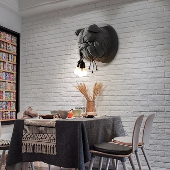 Скандинавските главоболие, осветителни тела с животни, хол с трапезария и кабинет, спалня персонализирани креативен дизайнерски стенен лампа KTV Bulldog Изображение 2