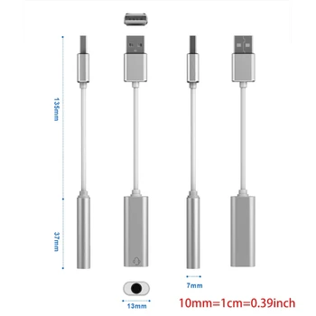 USB type-C до 3,5 мм Стереоразъема Кабел-адаптер за слушалки Външна звукова карта