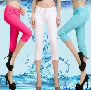 Горещо! капри ярки цветове, капри големи размери, основни къси панталони, дамски панталони, дамски летни дънки-участък Изображение 2