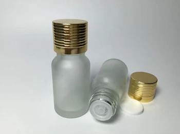 бутилка етерично масло от бяло матово стъкло с обем от 10 мл, златни капачки с резба за бутилки с етерични масла, бутилки с фризер за козметика