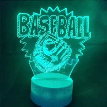 бейзболна 3D Настолна Лампа Акрилна LED Нощна Лампа Touch 7 Промяна на Цвета на Вечерни Декоративна Лампа детски подарък