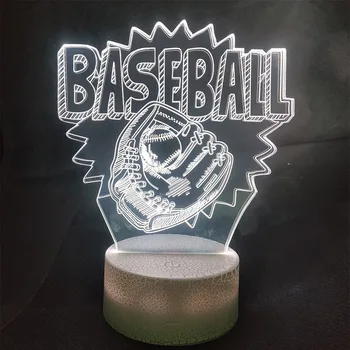 бейзболна 3D Настолна Лампа Акрилна LED Нощна Лампа Touch 7 Промяна на Цвета на Вечерни Декоративна Лампа детски подарък Изображение 2