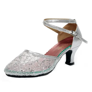 1 чифт/лот, дамски летни обувки за латино танци в окото, женски реколта дишащи обувки за танци