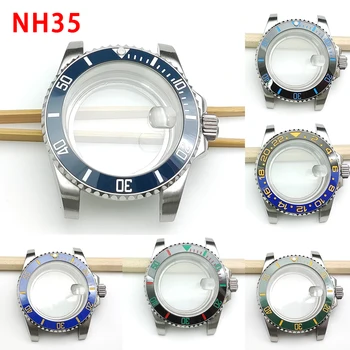 Мъжки Часовник Корпус 40 мм Корпус От Неръждаема Стомана NH35 Прозрачно Стъкло на Задната Увеличително Стъкло Стоманена Гривна е Подходяща NH36 Miyota8205 8215 skx007