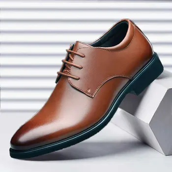 Бизнес кожени обувки големи размери, Мъжко Официално облекло, Младежта Ежедневни Обувки в корейски Стил, Модни Британската Мъжки Обувки, Дизайнерски мъжки обувки Изображение 2