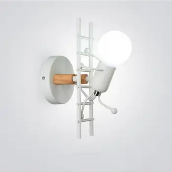 Ретро Led Led, С Монтиран На Стената Лампа Wind Желязо Art Креативна Детска Спалня Iron Артистичен, С Монтиран На Стената Лампа Индустриален Декор, Осветление E27