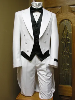 Изработена по поръчка Фрак за Младоженеца-Мъжки Бизнес костюм за бала, Палта, Жилетки, Панталони, Комплекти от 3 теми (Яке + панталон + Елек + Вратовръзка) брой: 268