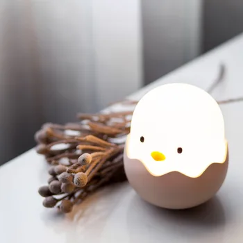 Пиле от яйце на черупката лампа спалня креативна энергосберегающая нощна мини детска led нощна лампа зареждане с подсветка за сън Изображение 2