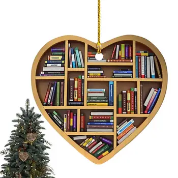 Книжен Червей Украса За Коледната Елха Във Формата На Сърце Bookshelf Декор С Извънбордов Шнурком Празнична Bookshelf Декор За Дома На Училището