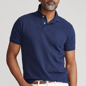 Мъжка риза с къси ръкави от 100% памук с Къс ръкав, с Висококачествена Дишаща Тънка Однотонная Лятна Тениска с ревера, Потници в големи размери-5XL Изображение 2