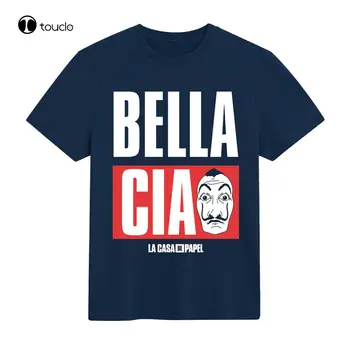 Нова Официална Мъжка Тениска Money Heist Bella Ciao, La Casa De Papel Памучен Тениска