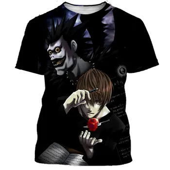 Модерна Лятна мъжка Тениска с 3D Принтом аниме Death Note, ежедневни Риза в стил харадзюку, Къс Ръкав, Градинска Мода