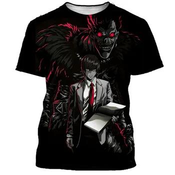 Модерна Лятна мъжка Тениска с 3D Принтом аниме Death Note, ежедневни Риза в стил харадзюку, Къс Ръкав, Градинска Мода Изображение 2