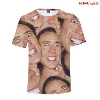 Мъжки дрехи с 3D принтом, Забавен актьор Никълъс Кейдж, Мъжки t-shirt тениска с множество Лица, дамски Ежедневни Лятна тениска с Къс Ръкав