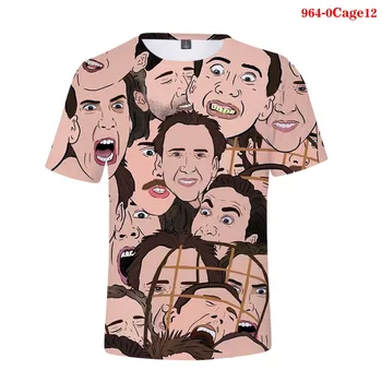 Мъжки дрехи с 3D принтом, Забавен актьор Никълъс Кейдж, Мъжки t-shirt тениска с множество Лица, дамски Ежедневни Лятна тениска с Къс Ръкав Изображение 2