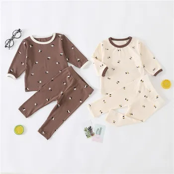 2021 г., пролетно-есенна риза с дълъг ръкав и кръгло деколте в цветенце за малки момичета + Гамаши, Всекидневни, детски костюм INS Изображение 2