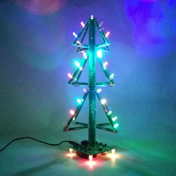 Направи си САМ Музикална Коледна Елха Комплект За Запояване Мигащ LED 3D Коледна Елха Електронен модул за Обучение Практически Проект Монтажен Комплект Изображение 2