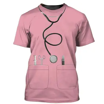 2023 Дамски Тениски с Кръгло деколте за медицински Сестри и лекари, Летни Тениски с 3D Принтом, Униформи, Графични Тениски, работни Облекла, Потници, Тениска 4XL, Безплатна Доставка Изображение 2