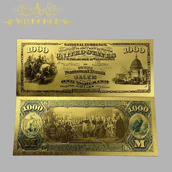 10 бр./много Добра Банкноти 1875 година в Америка 1 2 5 10 20 50 100 1000 Златна банкнота с позлатени 24 за колекция