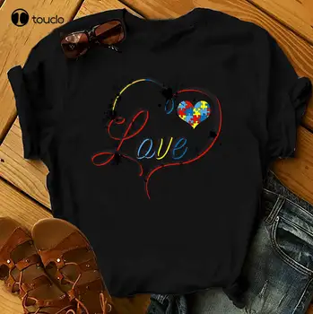 Любов Сърцето Аутизъм - Аутизъм Awereness Тениски, Мъжки, Дамски, Детски Тениски за рождения Ден На Летните Потници Плажни Тениски Xs-5Xl Подарък за Поръчка На Нов