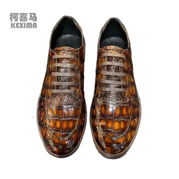 yingshang/ ново записване, мъжки обувки от крокодилска кожа, мъжки обувки от крокодилска кожа, обувки за почивка, мъжки ежедневни обувки с пискюли coclor