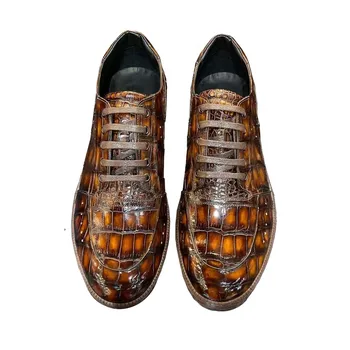 yingshang/ ново записване, мъжки обувки от крокодилска кожа, мъжки обувки от крокодилска кожа, обувки за почивка, мъжки ежедневни обувки с пискюли coclor Изображение 2