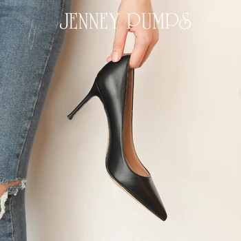 Луксозни матово Черен на модела 12 см обувки за Жени 2022, Червени обувки-лодка на висок ток, Чубрица вечерни обувки на висок ток с остър пръсти, Големи Размери 44