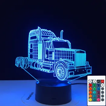 3D-3170 Супер Камион Тема 3D Лампа Led нощна светлина в 7 Промяна на Цвета на Сензорна Лампа Настроението Коледен подарък