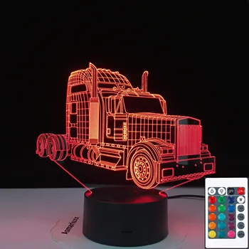 3D-3170 Супер Камион Тема 3D Лампа Led нощна светлина в 7 Промяна на Цвета на Сензорна Лампа Настроението Коледен подарък Изображение 2