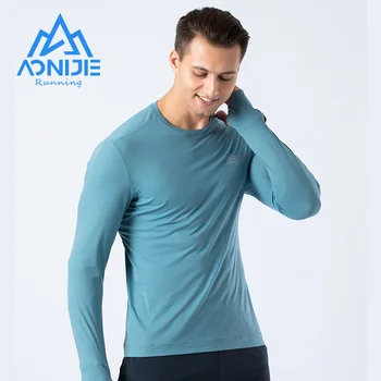 AONIJIE FM5127 Мъжки Бързосъхнеща тениска За бягане, Тениски С Дълъг Ръкав и Отвор За Пръста, Пролет-Есен, За тренировки, за Маратон