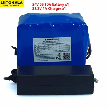 LiitoKala 24 В 10Ah 6S5P 18650 литиево-йонна батерия 25,2 10 000 mah електрически велосипед, мотопед/електрическа батерия + 2A Зарядно устройство