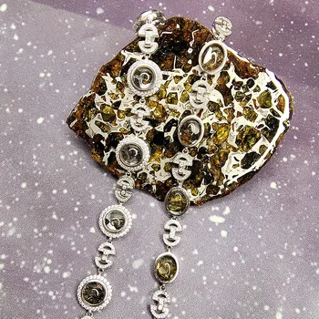 Природен нов Сеймчан камък Suychen iron маслина метеорит Звезди в небето женски гривна вярност и злите духове, Изображение 2