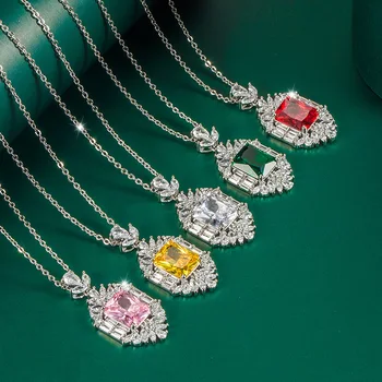 Новата Европейската и Американската Мода Дамски Emerald Окачване за Младоженци Сватбената огърлица от Цветни Съкровищата Блестящи Висококачествени Бижута