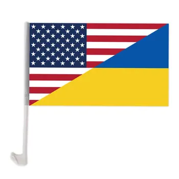 30*45 см Украйна SOS Авто Прозорец Флаг С Флагштоком Ярък Цвят И Защита От Избледняване на Външно Украса Банер Ръчен Нож Флаг