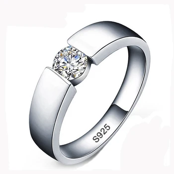 Пасианс мъжки пръстен Сребърен Цвят AAAAA cz камък Луксозни Сватбени и Годежни Пръстени за мъже Впечатляващи Вечерни Бижута
