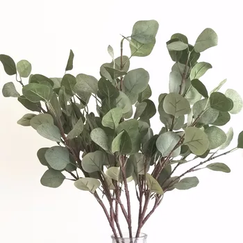 Голям Евкалипт Ярки Изкуствени Растения Зелени Листа Моделиране Пластмасов Букет Цветя за Сватба, Украса на Домашно Парти